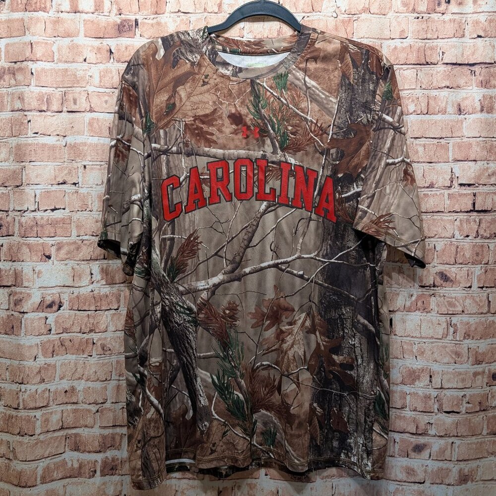 Under Armour T-shirt Green Loose Realtree AP Camo Carolina SS Size Large
